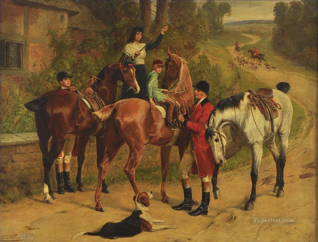 hunters departing Samuel Edmund Waller genre Oil Paintings